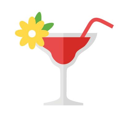 A martini glass with a straw and a flower on top.