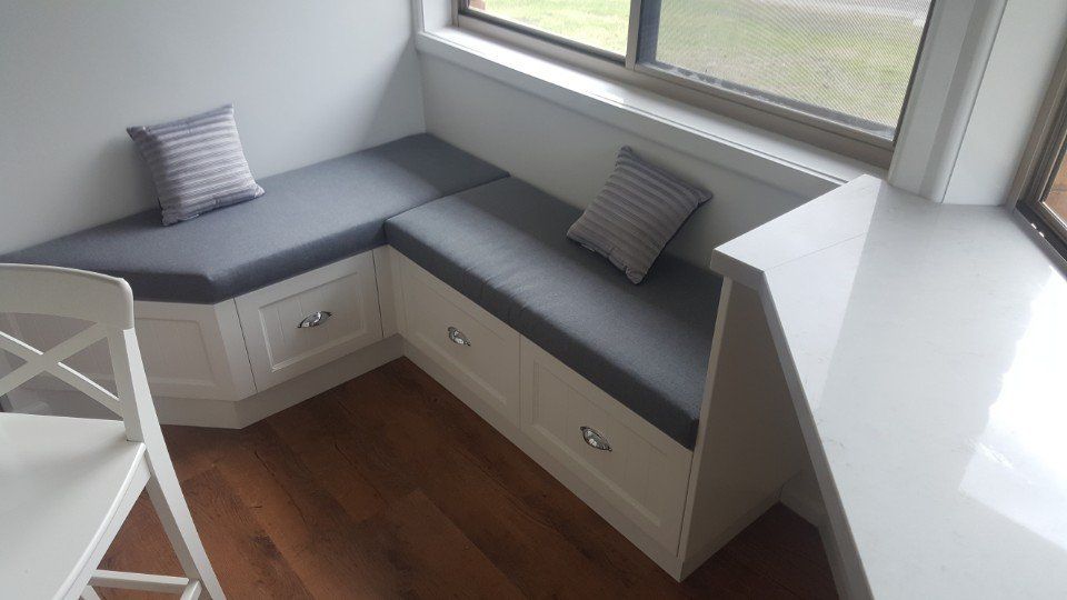 Top view of cabinets with seating space