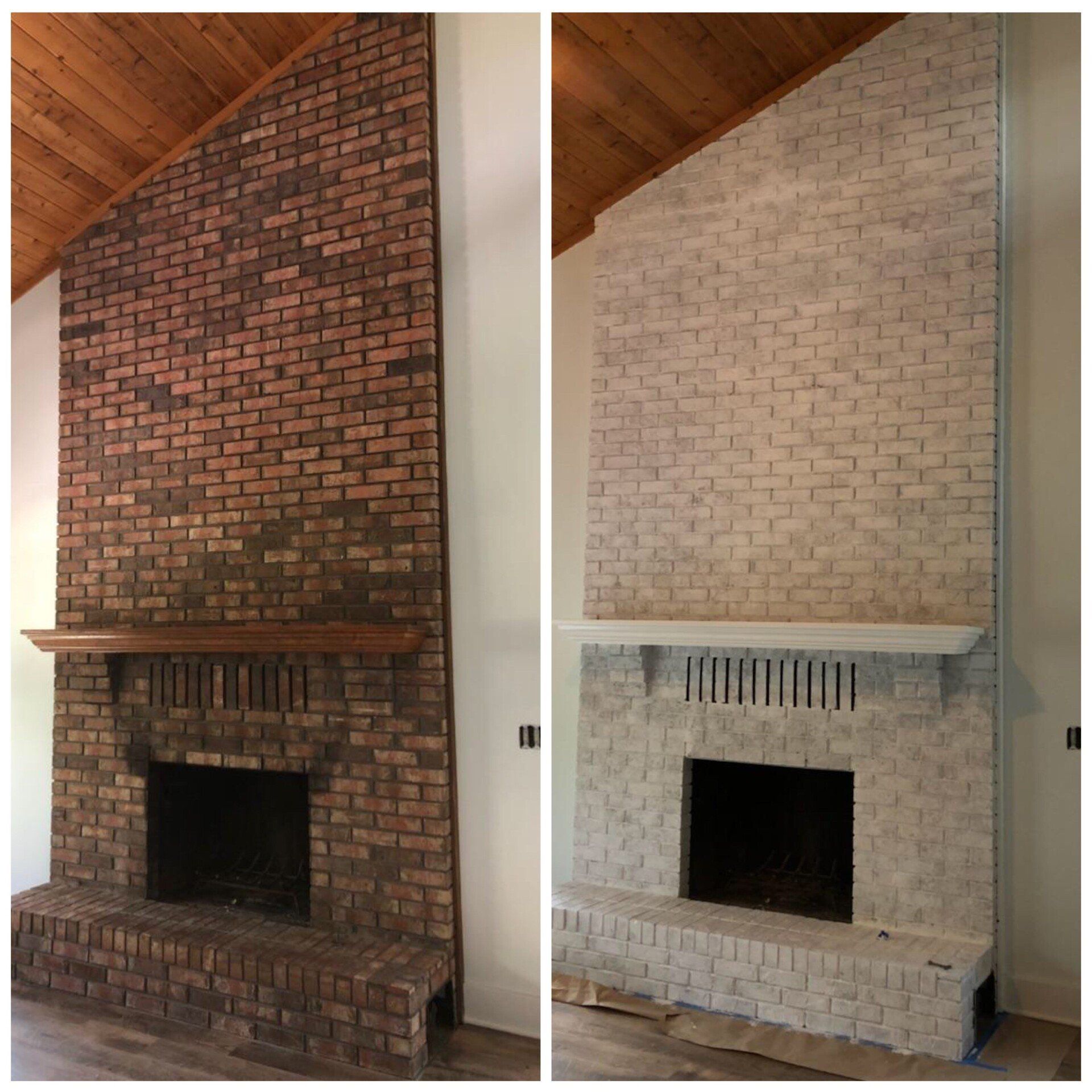 Before and After Chimney Bricks Interior Painting — Niceville, FL — Andrew Baker Painting