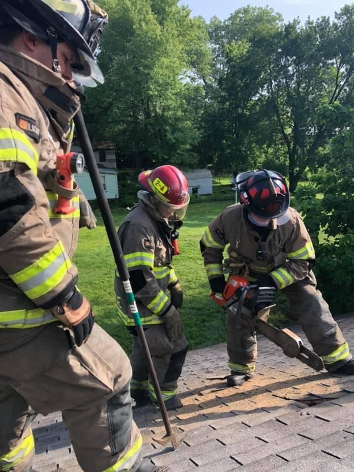 A group of firefighters are working.