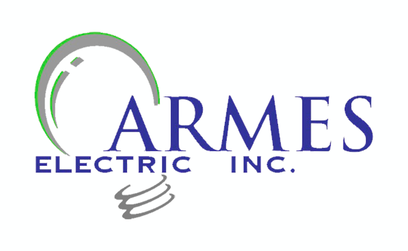 a logo for armes electric inc. with a light bulb