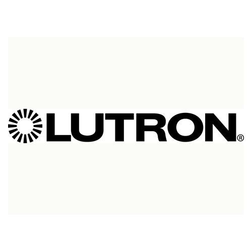 Lutron logo: Black text "LUTRON" next to a black sunburst symbol on a white background.