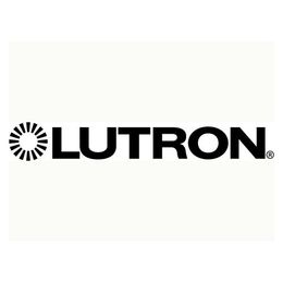 a black and white logo for lutron on a white background .