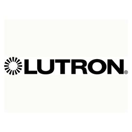 Lutron logo: Black text "LUTRON" next to a black sunburst symbol on a white background.