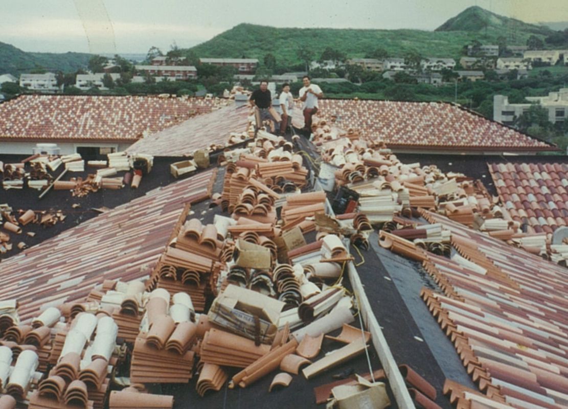A roof with a lot of tiles on it