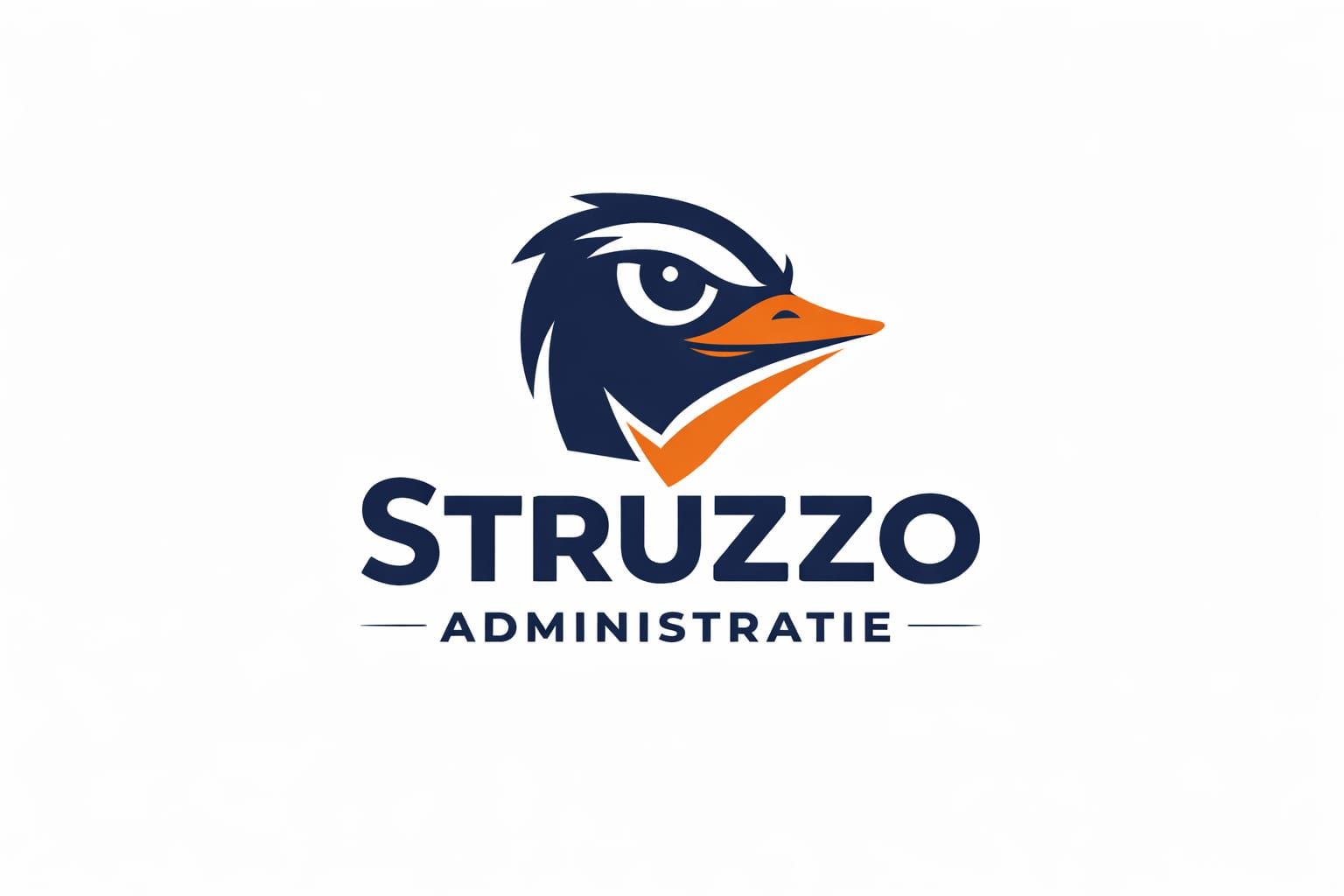 Logo: Blauwe en oranje vogelkop met daaronder de tekst 
