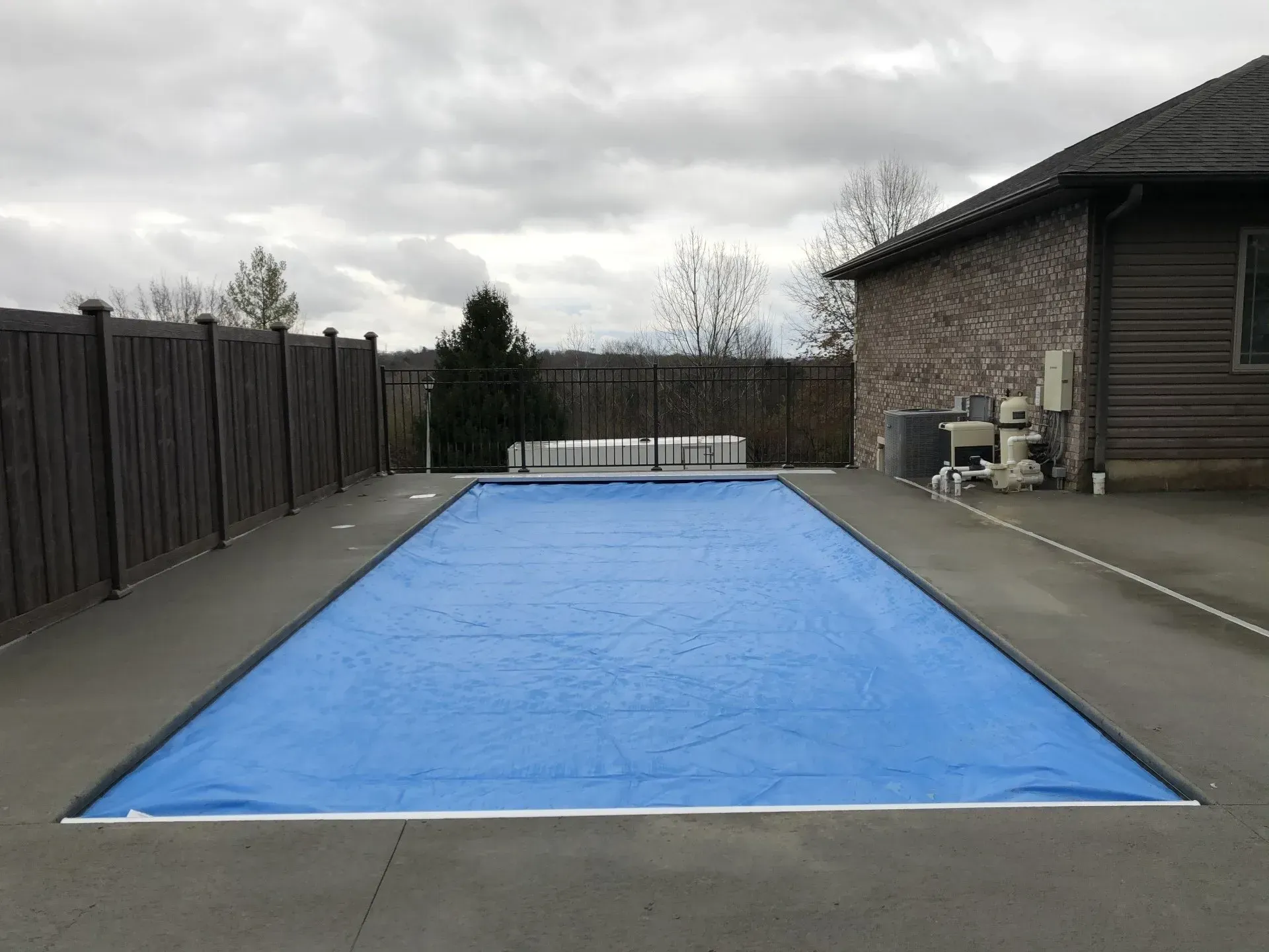 covered pool on a cloudy day
