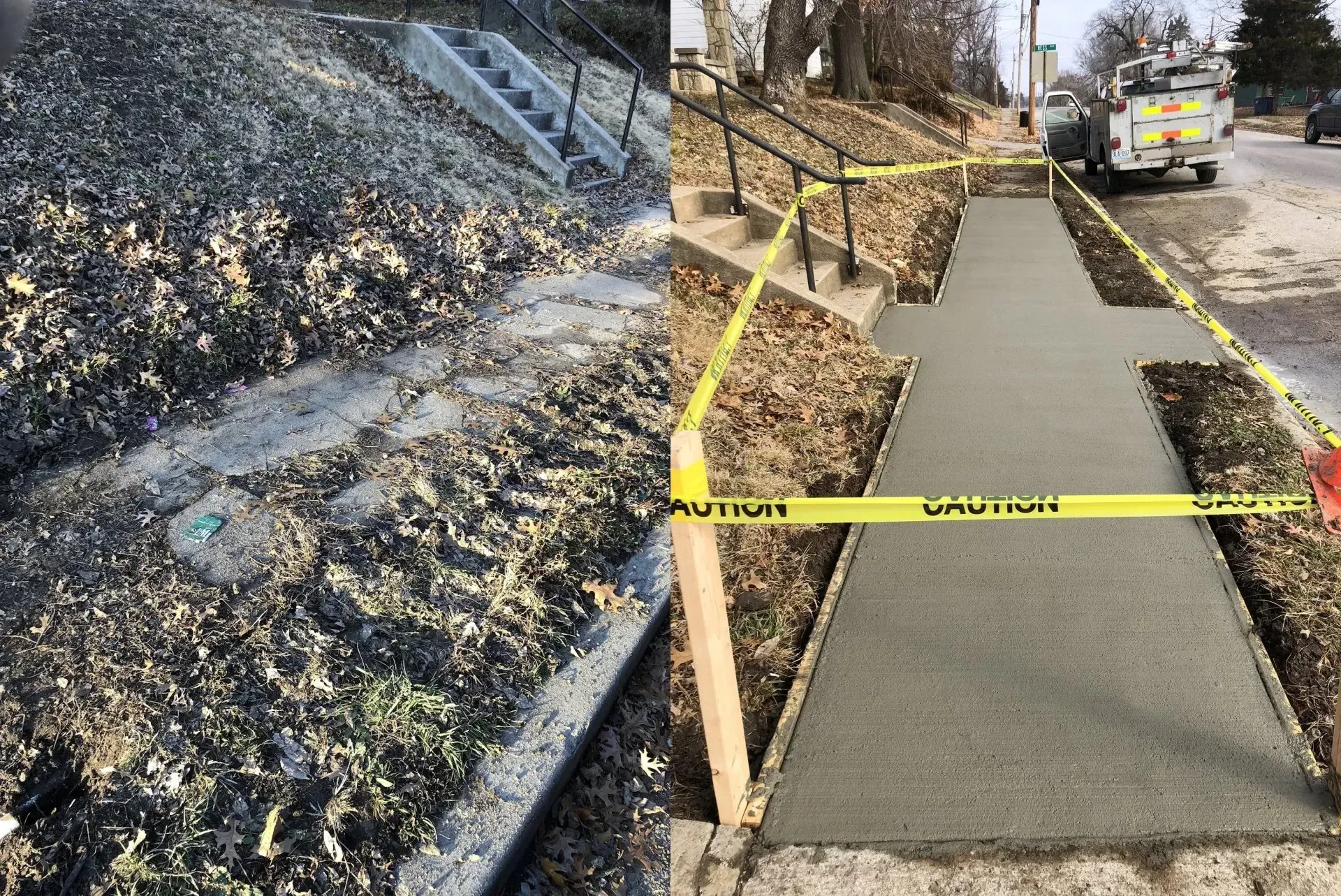 before and after view of sidewalk