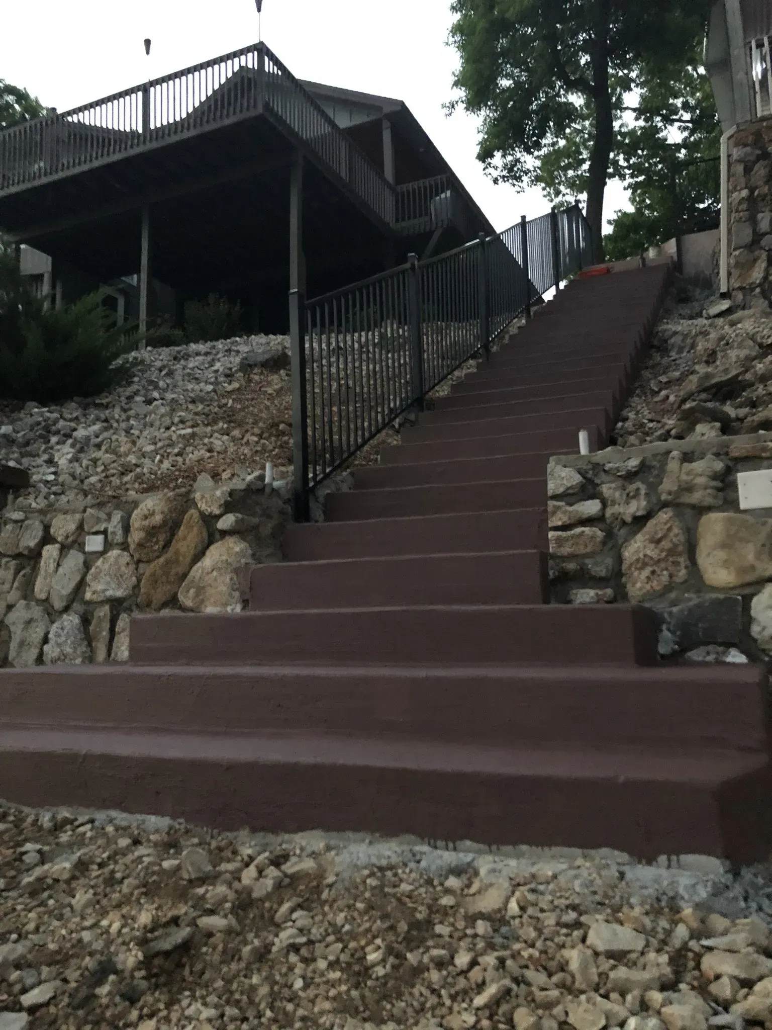 newly laid concrete steps