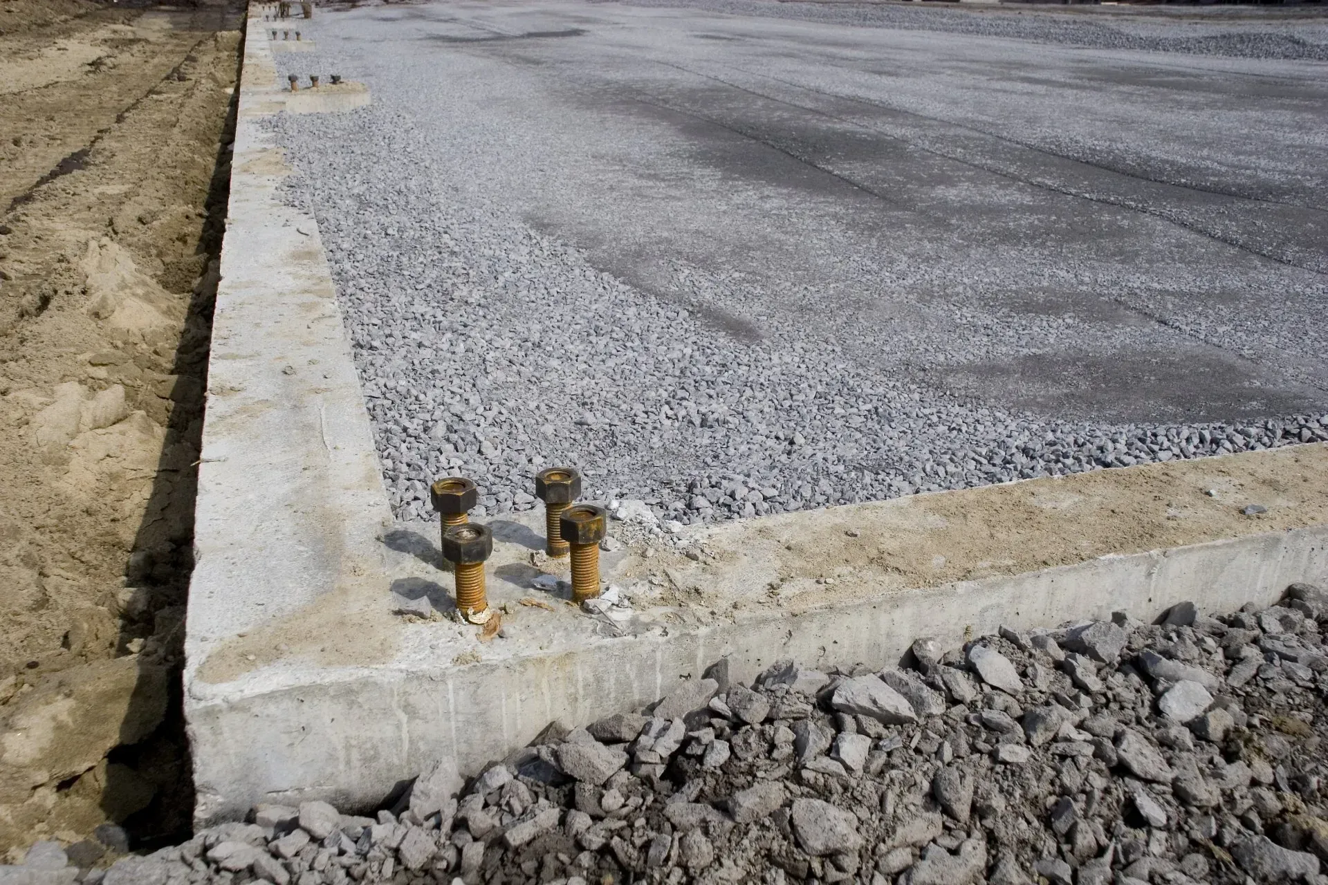 Concrete Footing with gravel and bolts