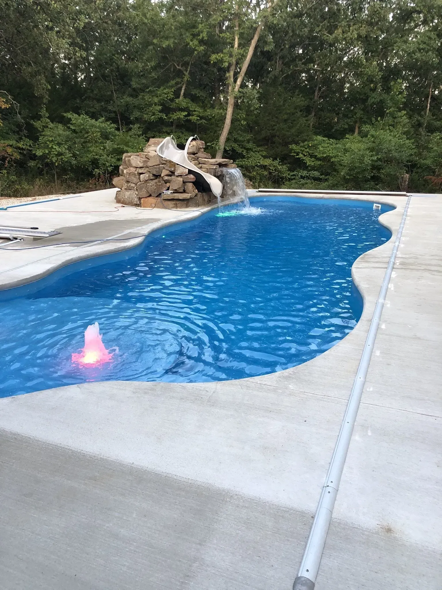 freeform pool with water slide