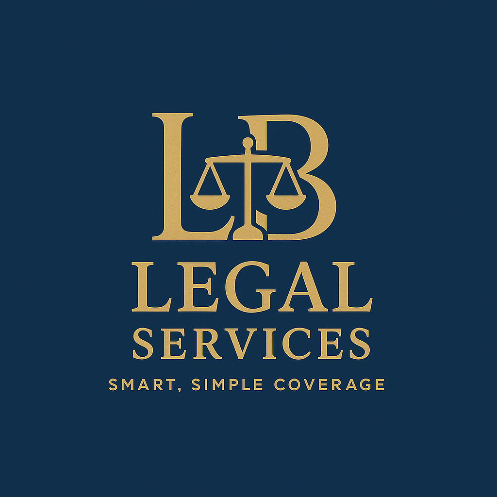 A black and white logo for l.b. legal services