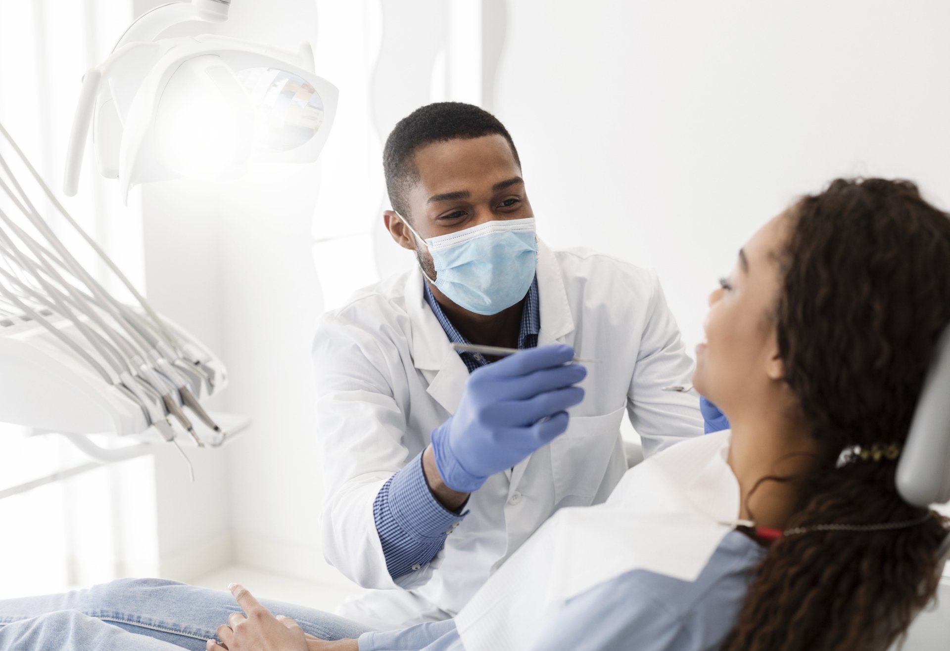 Dentist with patient