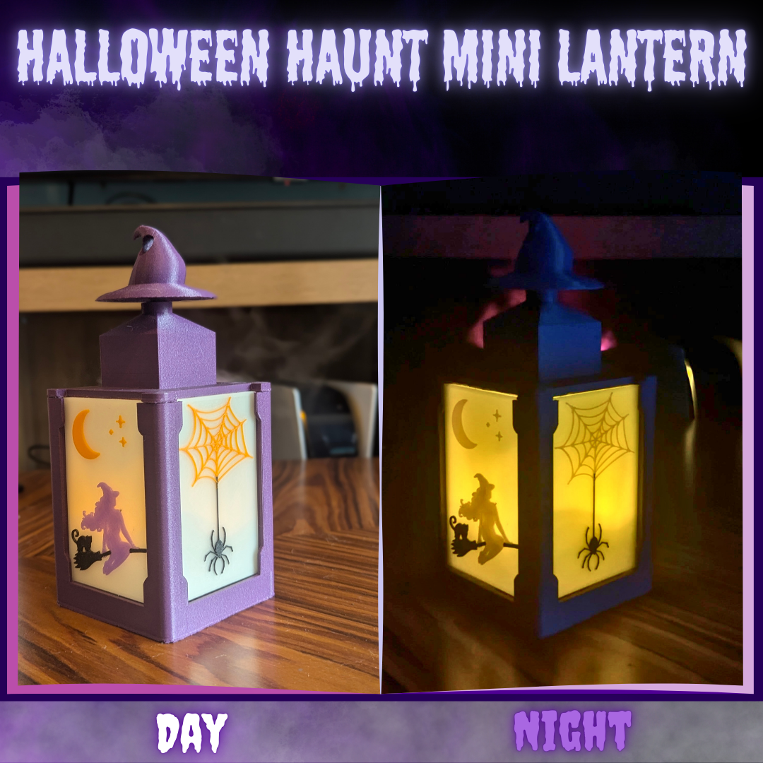 A Halloween haunt mini lantern that glows in the dark