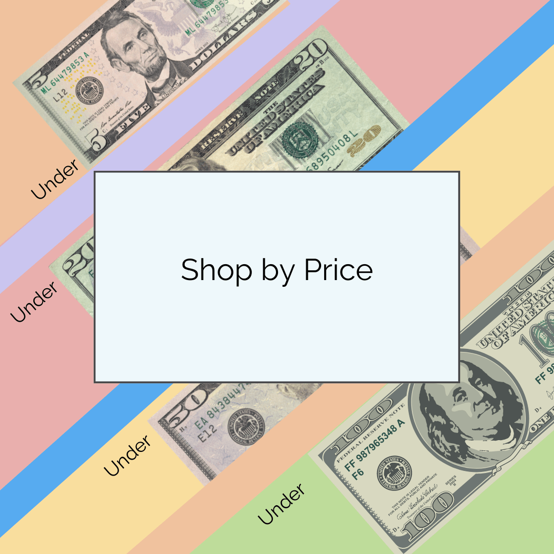 A card that says shop by price on it