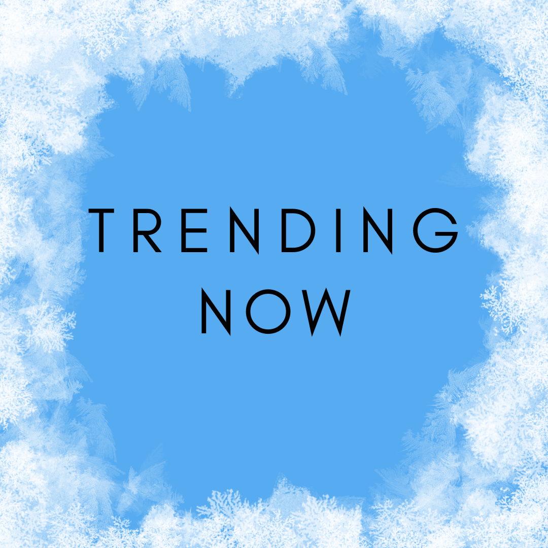 A blue background with the words trending now written on it