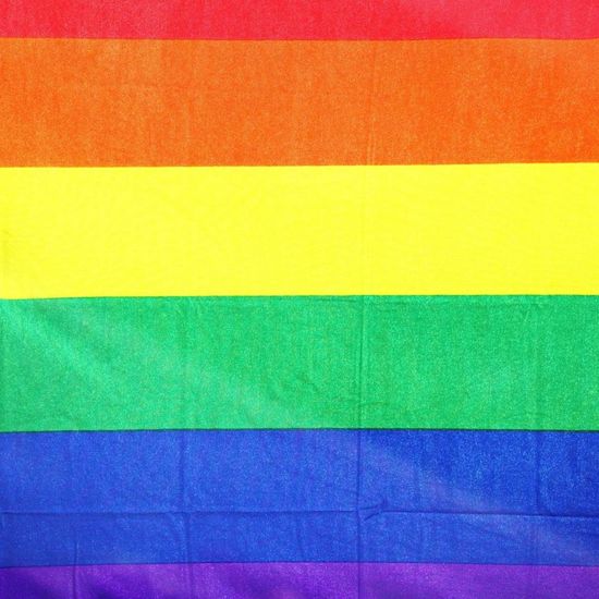 LGBTQIA+ rainbow flag closeup