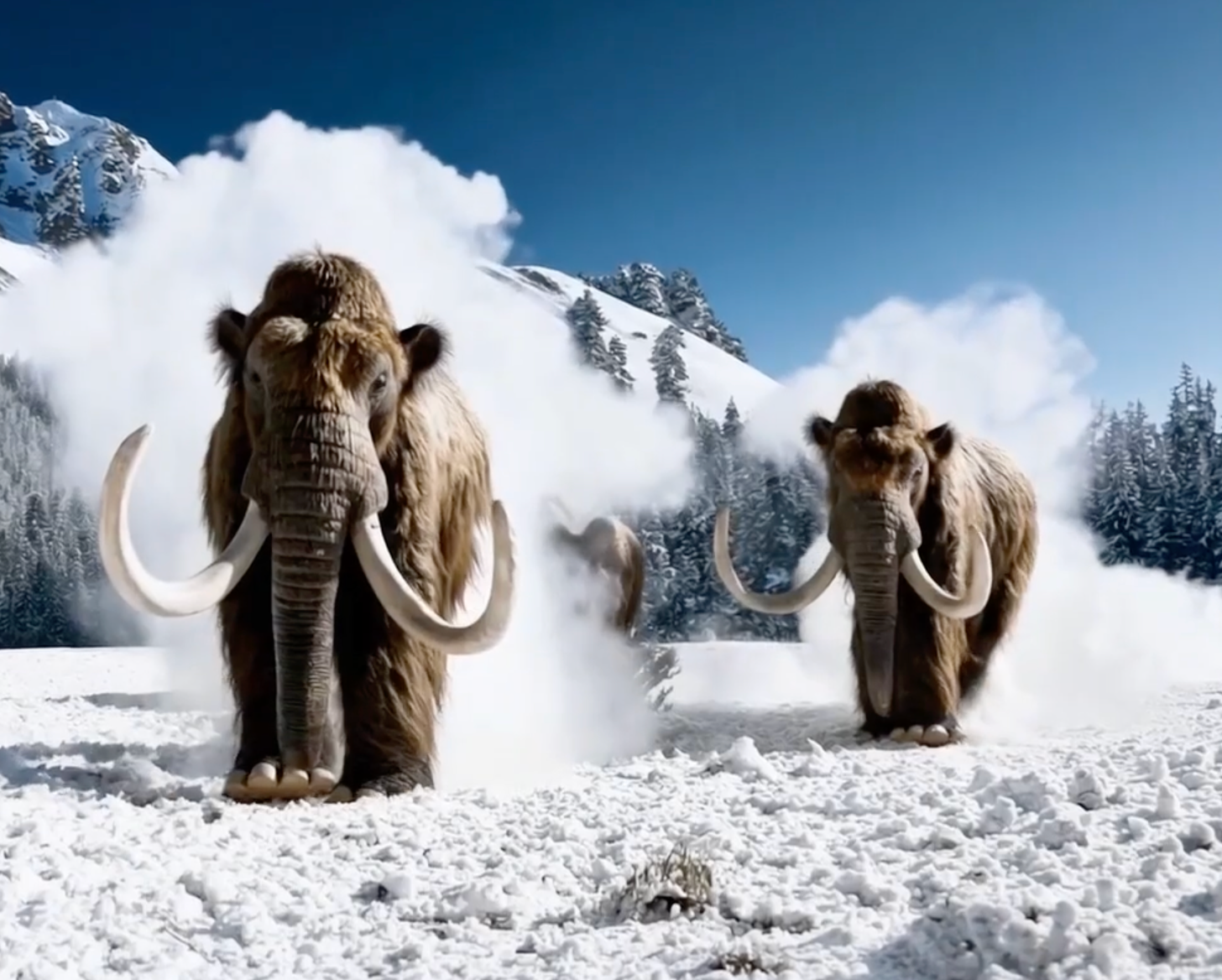 Giant mammoths in the snow