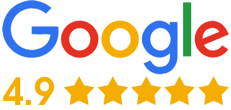 Google logo with 4.9 stars rating.