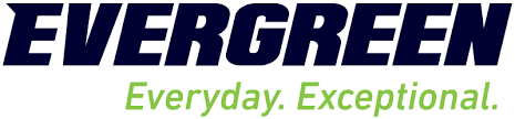 Evergreen logo with dark blue text and tagline 