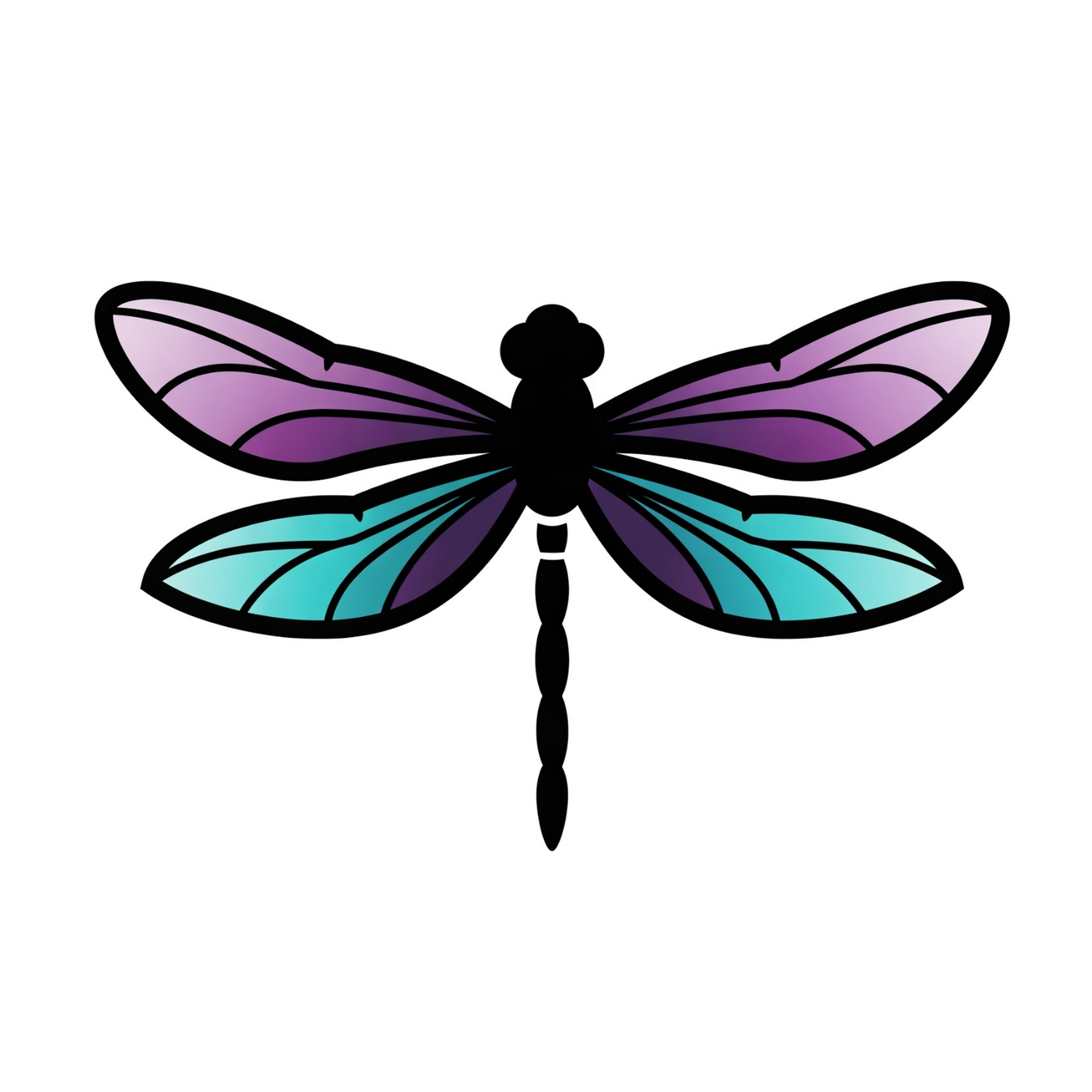 Libel met paarse en turquoise vleugels.