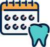 A calendar with a tooth on it.