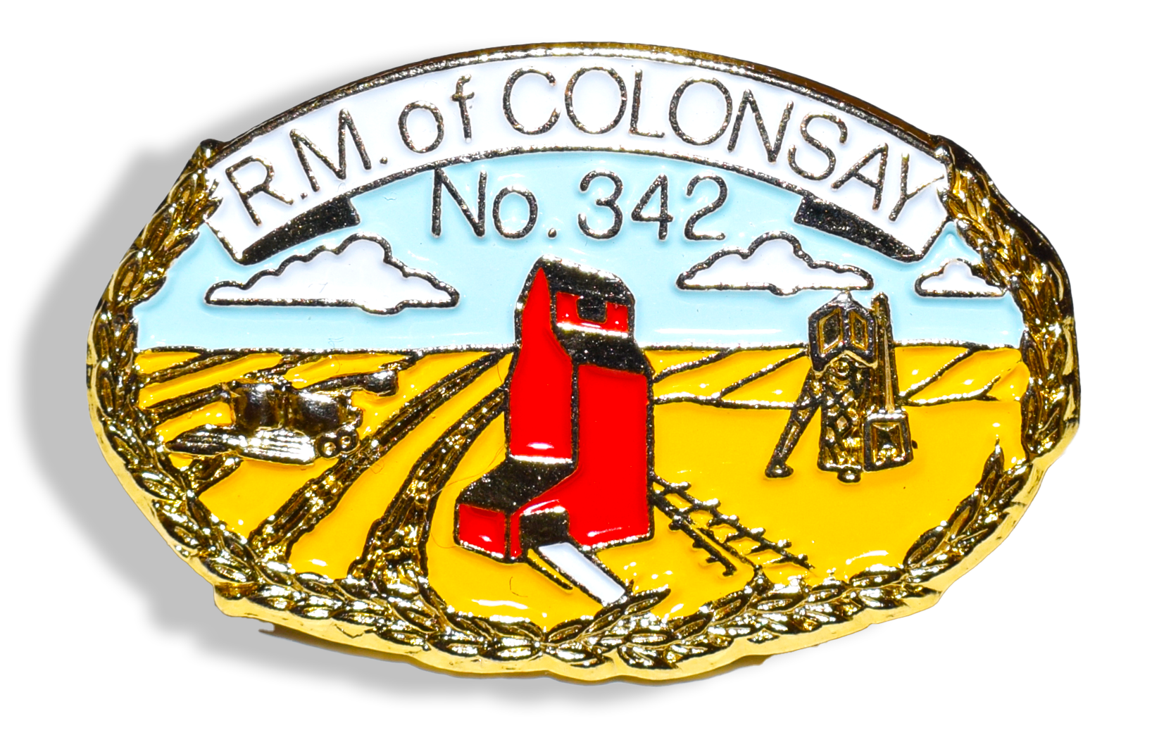 A badge that says r.m. of colonsay no.342