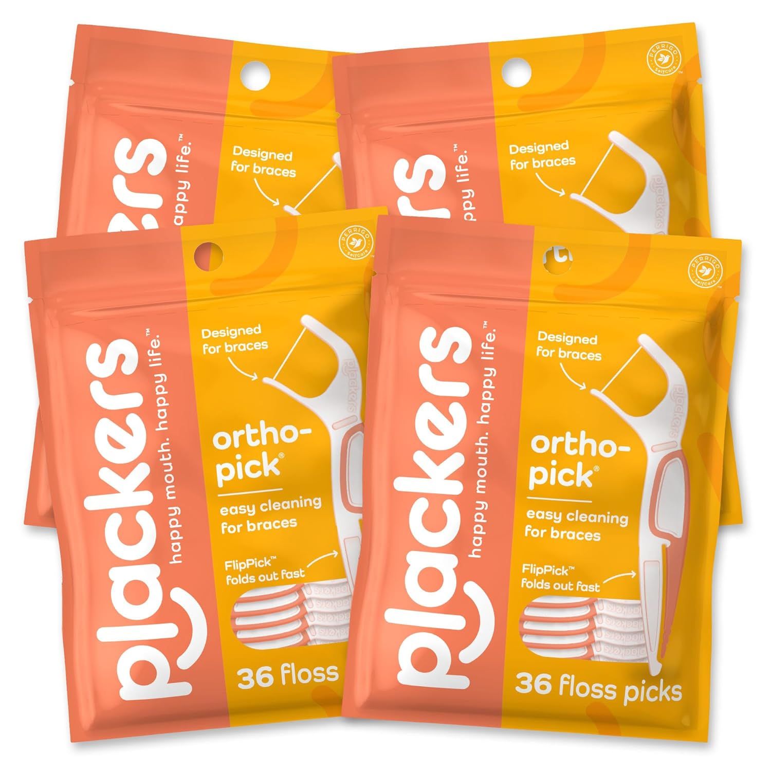 Four bags of plackers ortho pick 36 floss picks