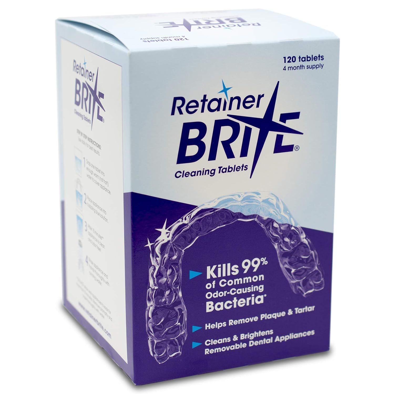 A box of retainer brite cleaning tablets