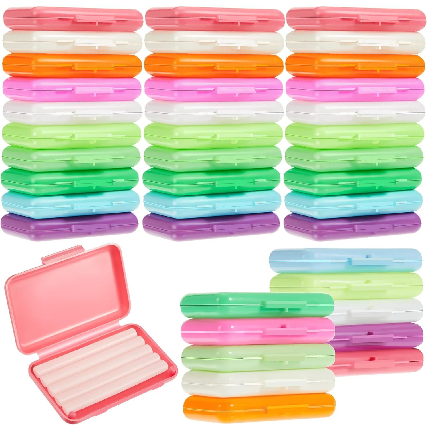 A bunch of braces wax containers