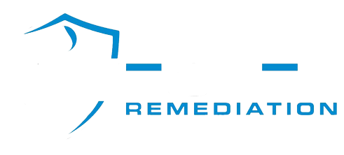 Blue logo with a house icon and the word