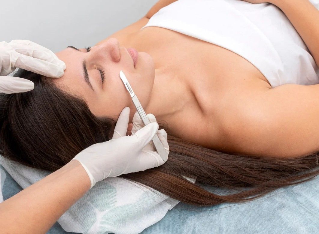 The Skin Studio performing dermaplaning for a client in Nottingham