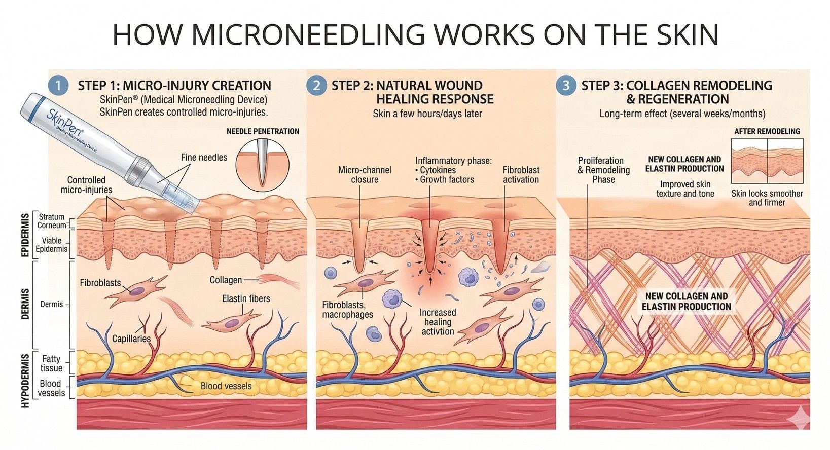 infographic explaining how microneedling works on the skin