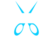 A pair of blue scissors on a white background.