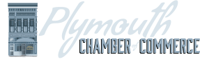 Plymouth Chamber of Commerce logo featuring a building and text.