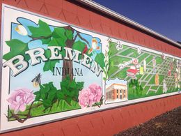 Mural on a brick wall: 