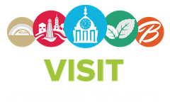 Five colorful circle logos above the word VISIT.