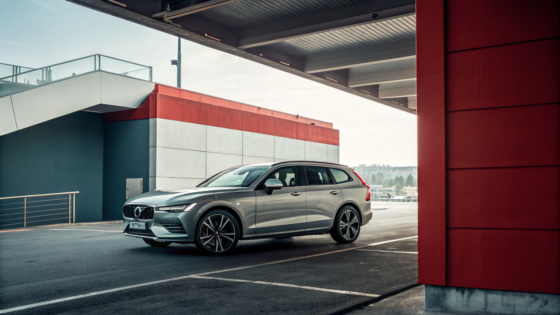 Mid-century modern credenza with a lamp and decorative objects, in a sunlit room.