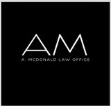 Black logo with white "AM" initials and "A. McDonald Law Office" text below.