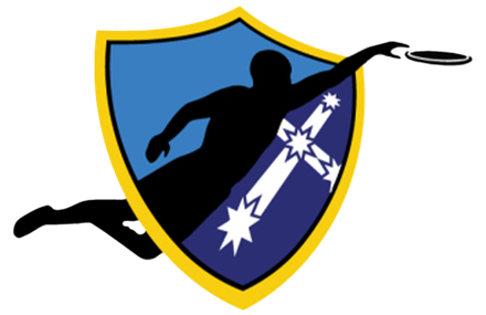 a shield with a silhouette of a person holding a frisbee