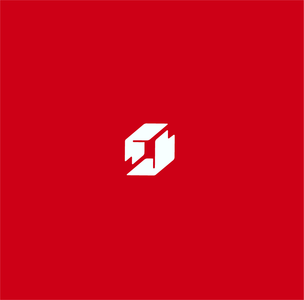 A red background with a white cube on it.