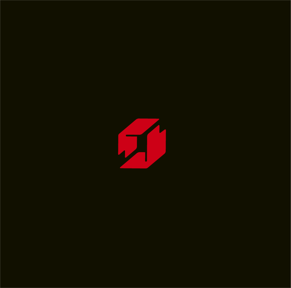 A red cube with the letter t inside of it on a black background.