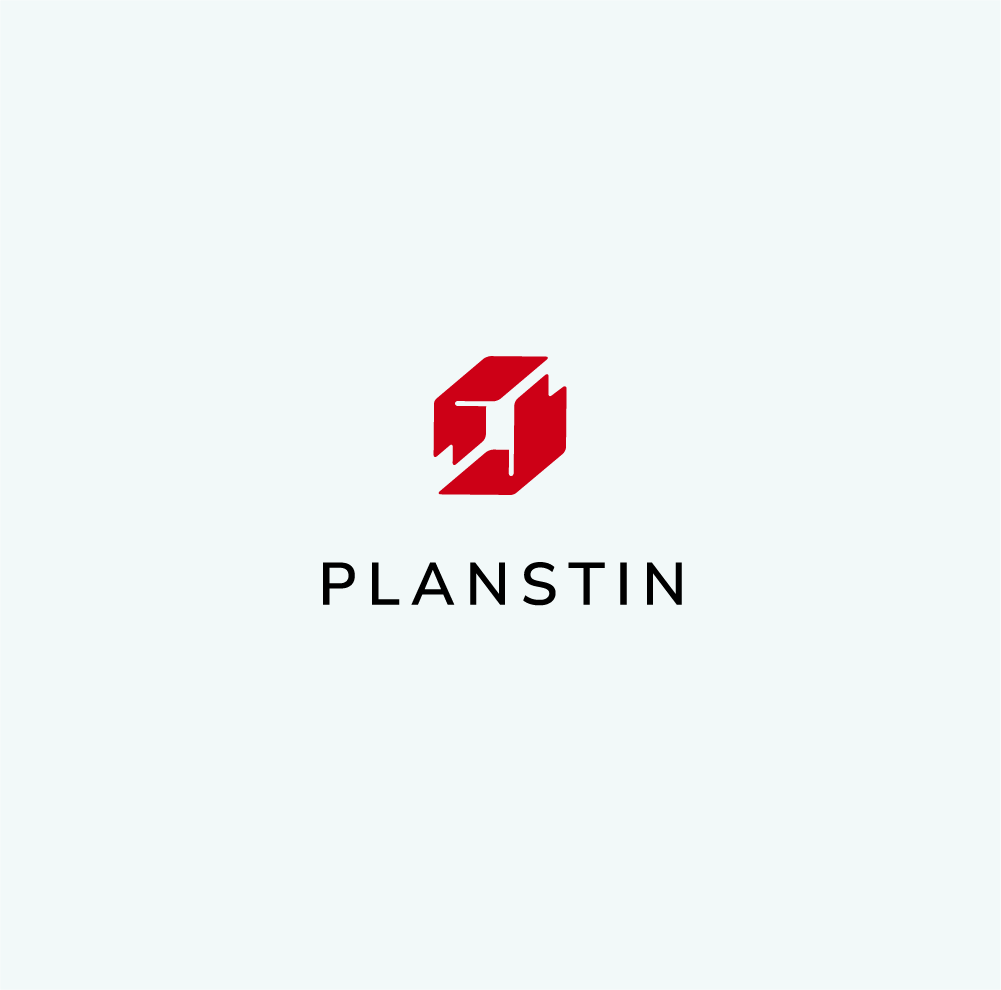 The logo for planstin is a red cube with a letter t on it.