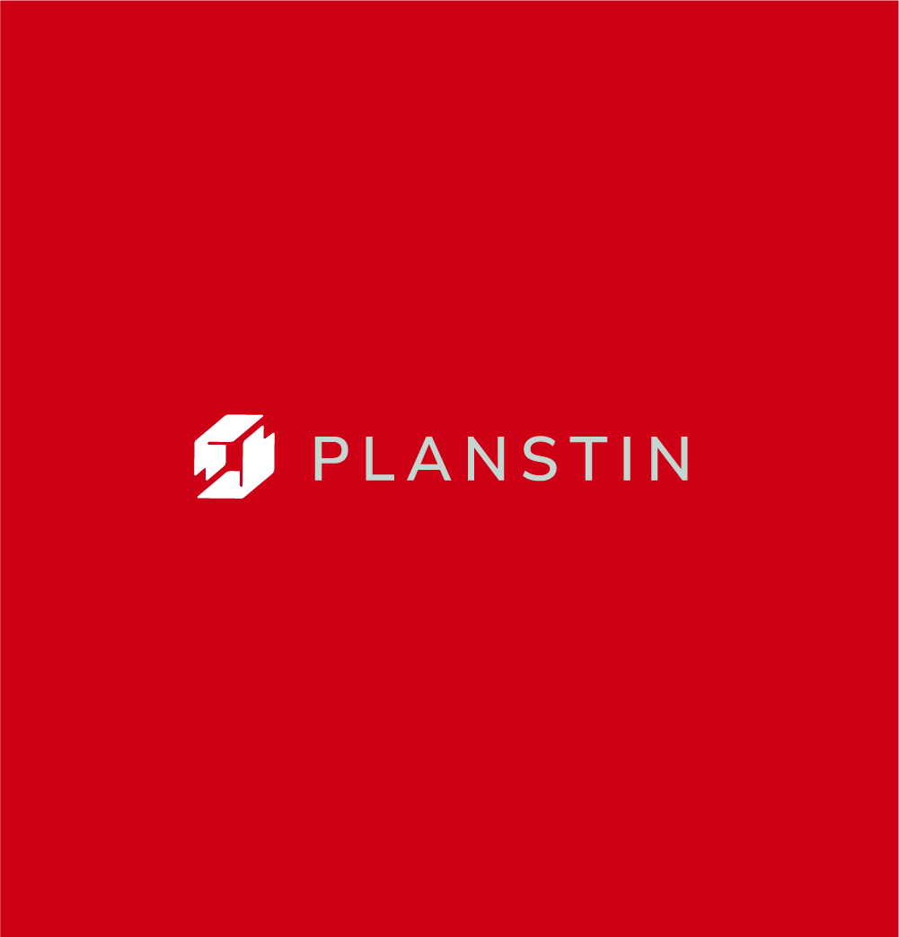 The planstin logo is on a red background.