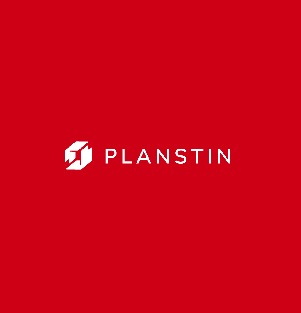 The planstin logo is on a red background.