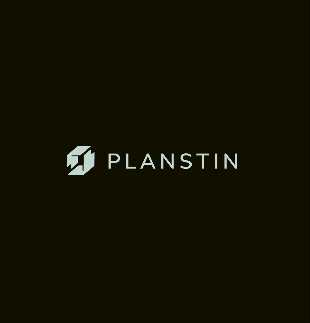 The planstin logo is on a black background
