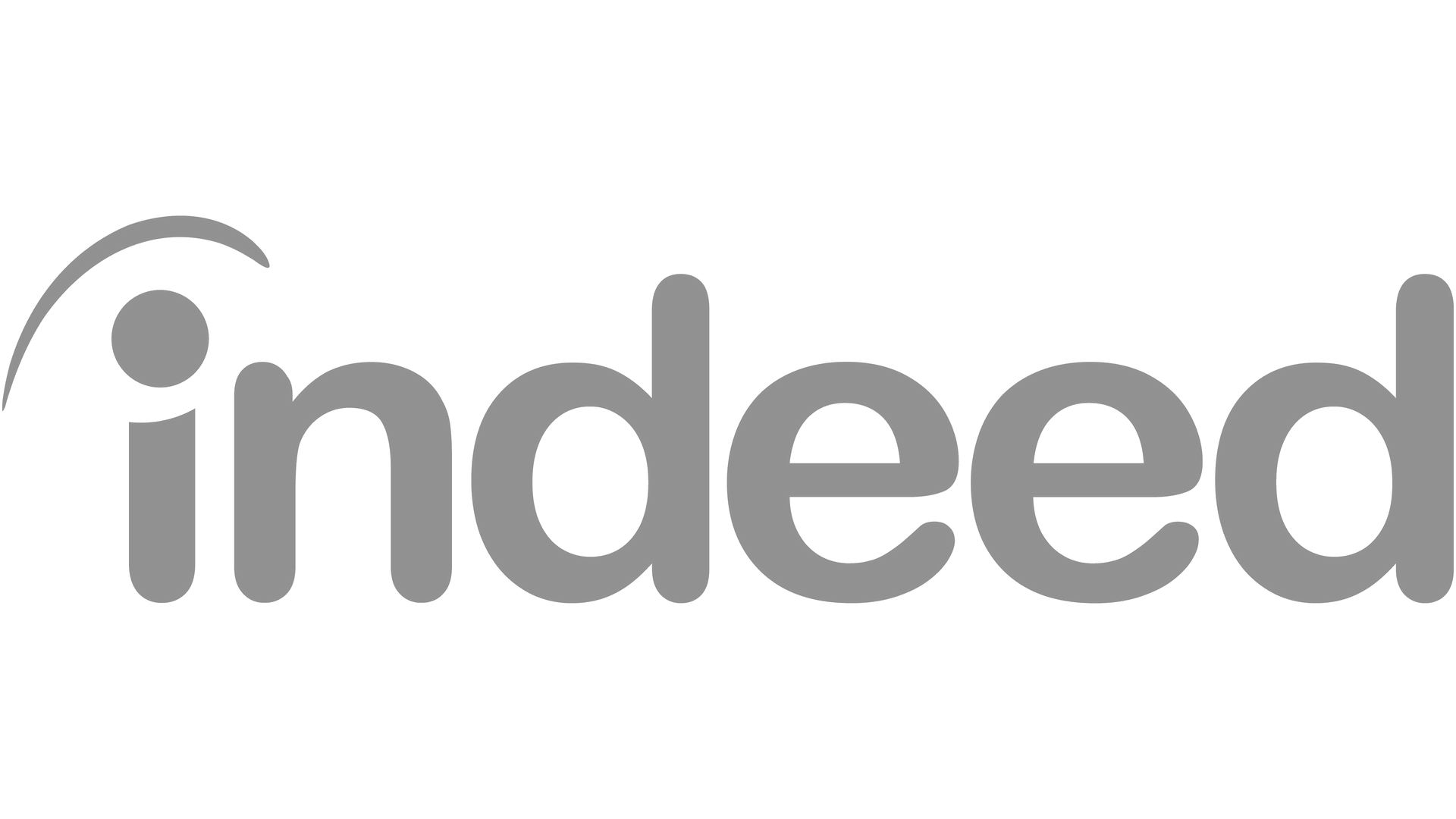 The logo for indeed is a gray logo on a white background.