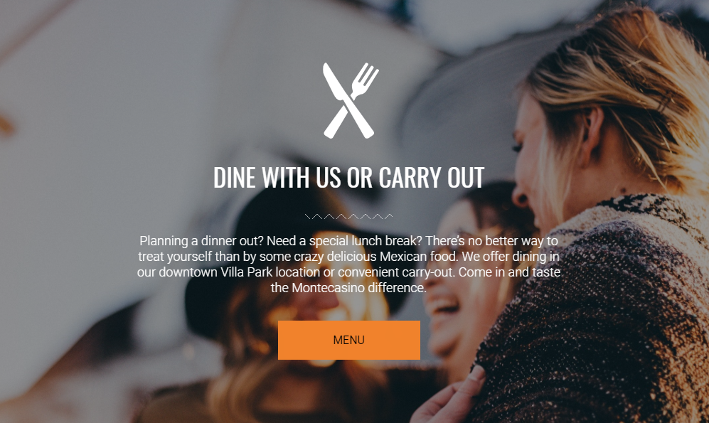 A website for a dinning business