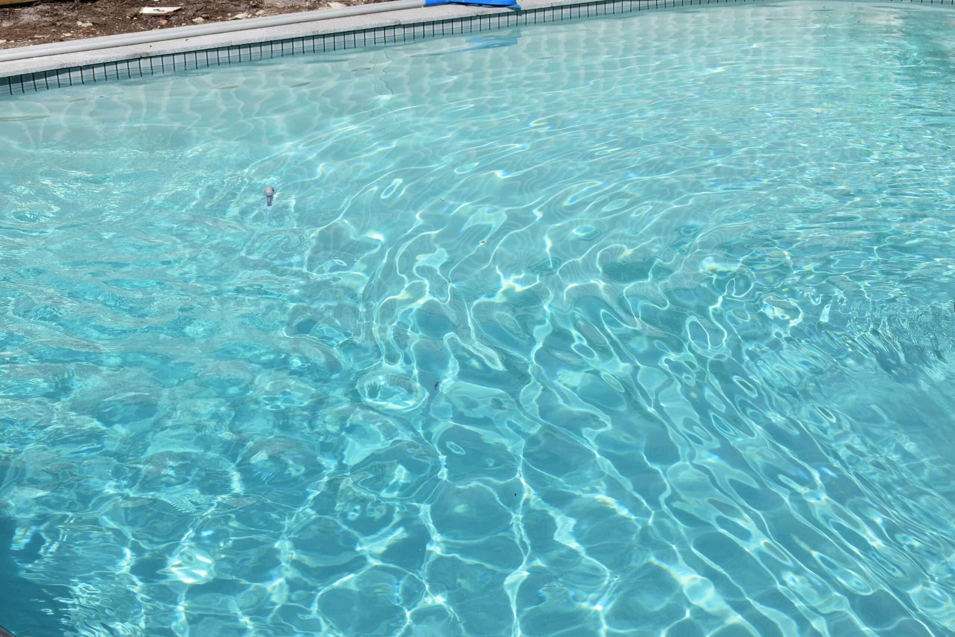 Clear Blue Swimming Pool With Rippling Water Reflecting Sunlight — Mad Pool Interiors and Renovations in Baringa, QLD
