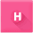 A pink square with the letter h on it.